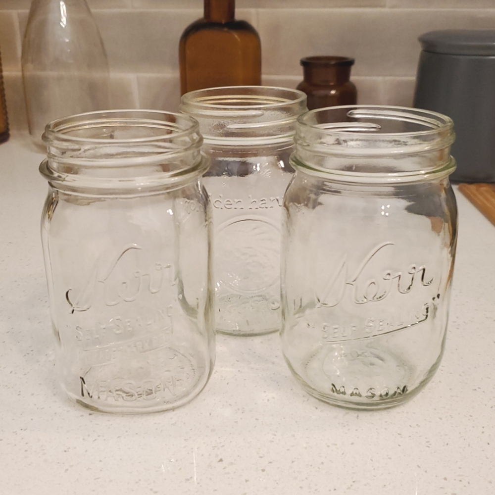 Vintage Mason Jar Mix with Kerr and Golden Harvest without lids